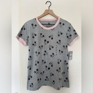 Disney NWT Gray Mickey Mouse Ringer T-Shirt Size Medium
